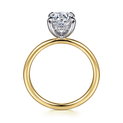 Cari - 14K White-Yellow Gold Hidden Halo Round Diamond Engagement Ring