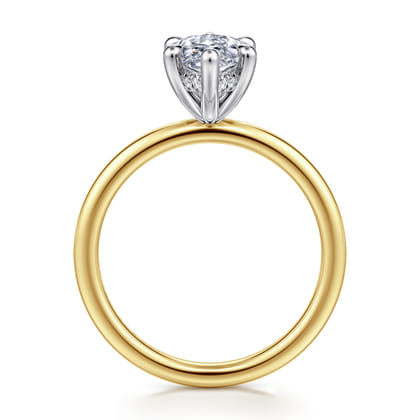 Cari - 14K White-Yellow Gold Marquise Shape Diamond Engagement Ring