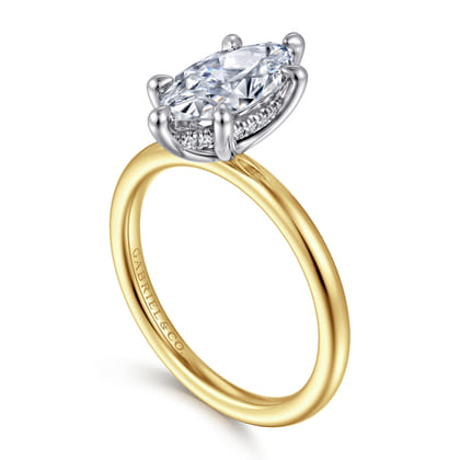 Cari - 14K White-Yellow Gold Marquise Shape Diamond Engagement Ring