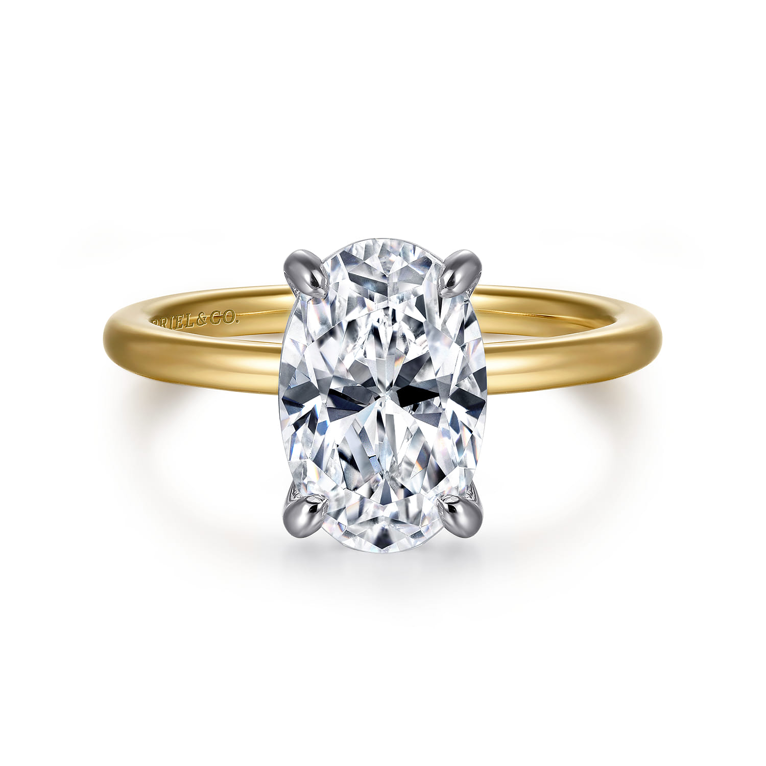 Cari - 14K White-Yellow Gold Oval Diamond Engagement Ring