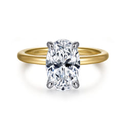 Cari - 14K White-Yellow Gold Oval Diamond Engagement Ring