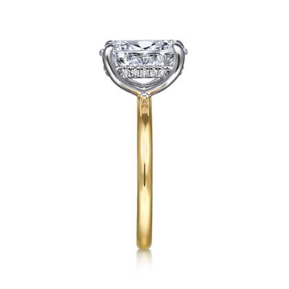 Cari - 14K White-Yellow Gold Oval Diamond Engagement Ring