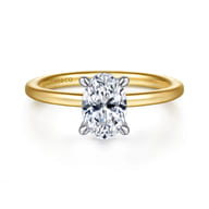 Cari - 14K White-Yellow Gold Oval Diamond Engagement Ring