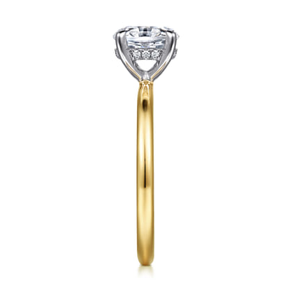 Cari - 14K White-Yellow Gold Oval Diamond Engagement Ring