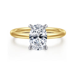 Cari - 14K White-Yellow Gold Oval Diamond Engagement Ring