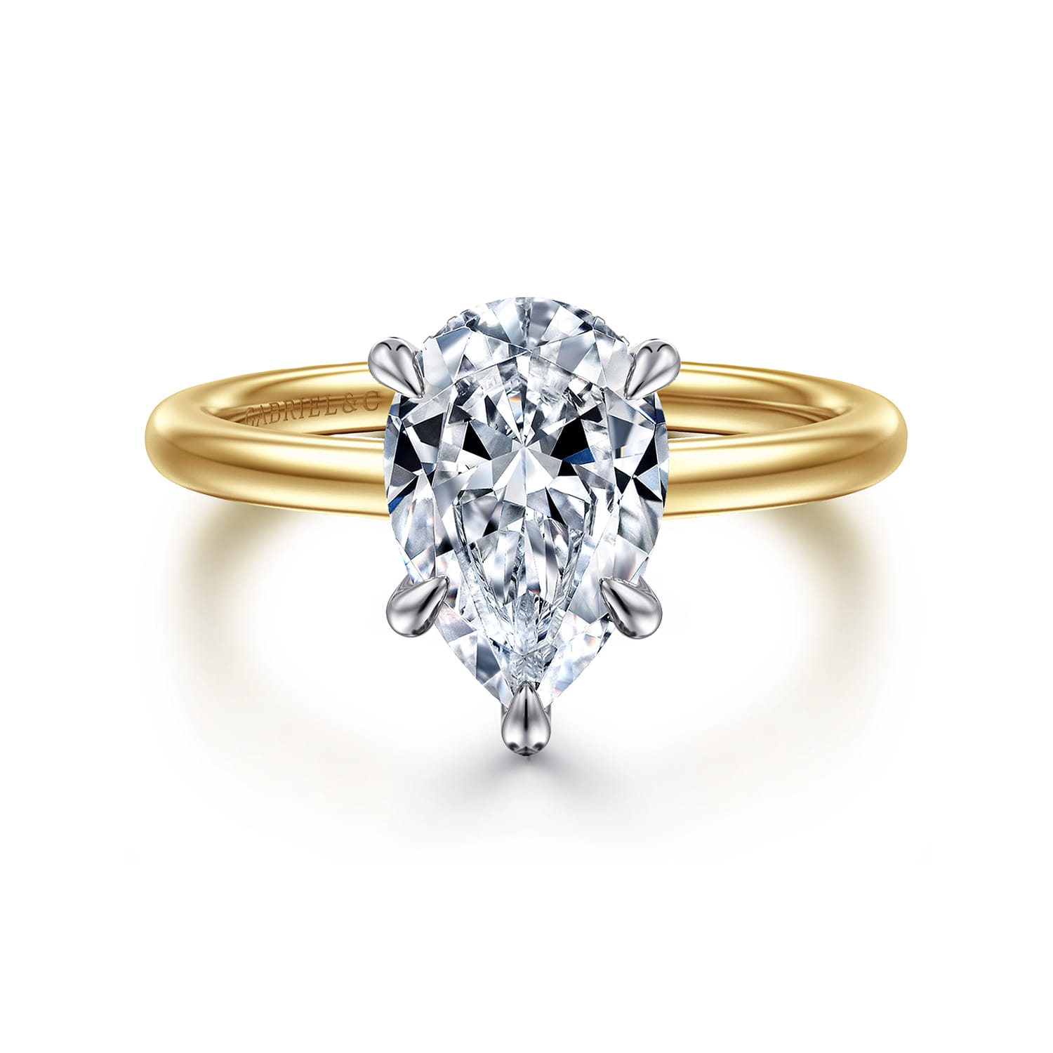 Cari - 14K White-Yellow Gold Pear Shape Diamond Engagement Ring