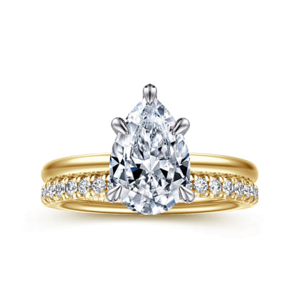 Cari - 14K White-Yellow Gold Pear Shape Diamond Engagement Ring
