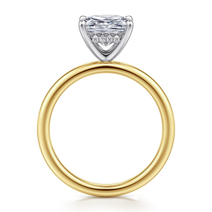 Cari - 14K White-Yellow Gold Princess Hidden Halo Diamond Engagement Ring