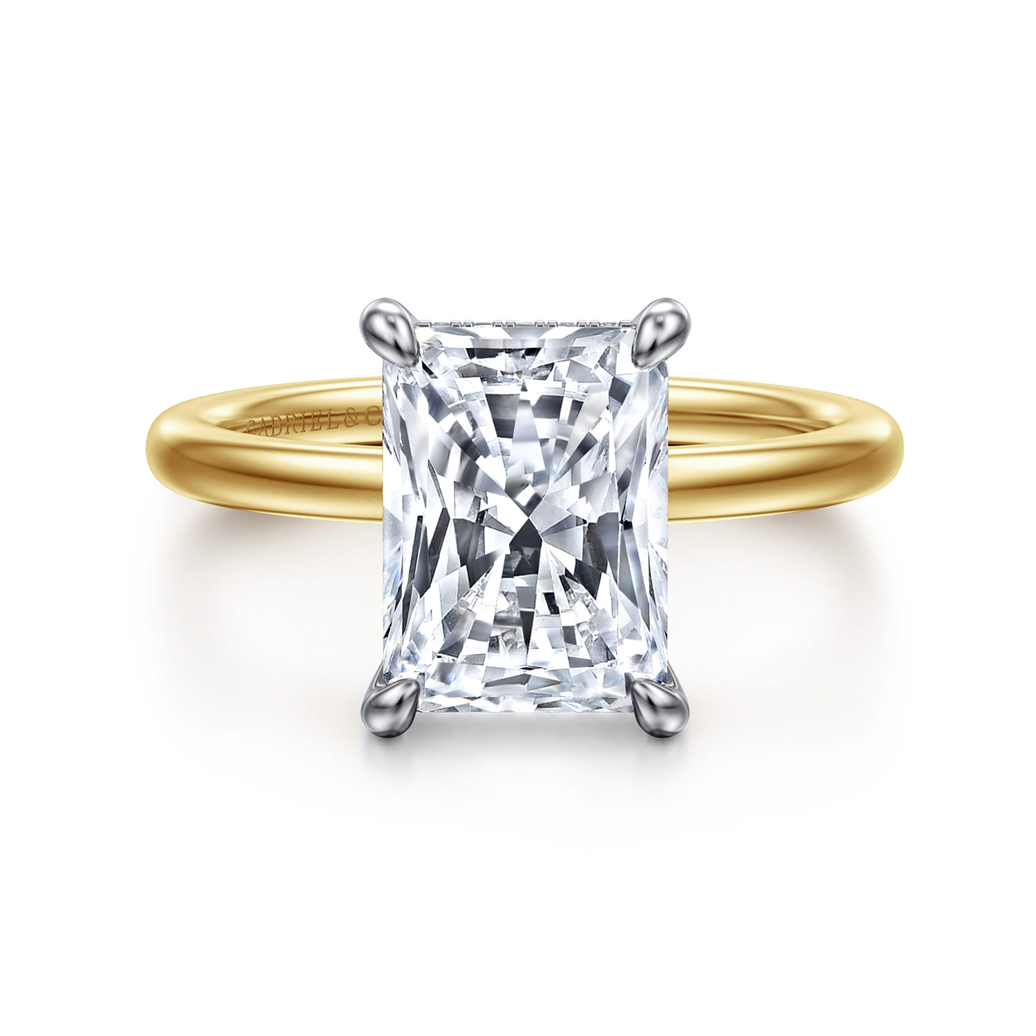 Cari - 14K White-Yellow Gold Radiant Cut Diamond Engagement Ring