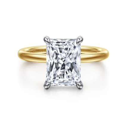 Cari - 14K White-Yellow Gold Radiant Cut Diamond Engagement Ring