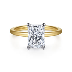 Cari - 14K White-Yellow Gold Radiant Cut Diamond Engagement Ring