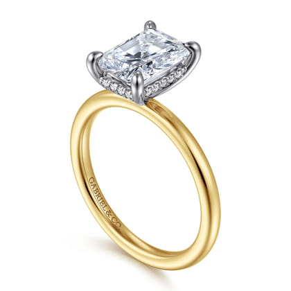 Cari - 14K White-Yellow Gold Radiant Cut Diamond Engagement Ring