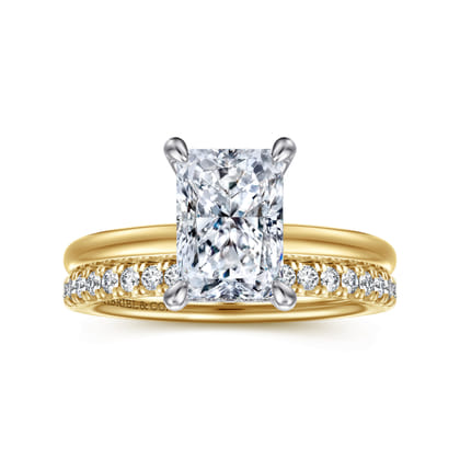 Cari - 14K White-Yellow Gold Radiant Cut Diamond Engagement Ring