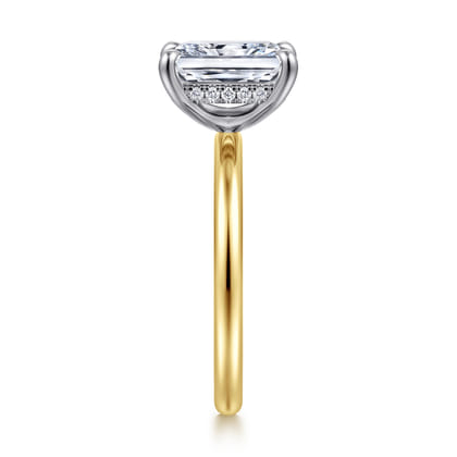 Cari - 14K White-Yellow Gold Radiant Cut Diamond Engagement Ring