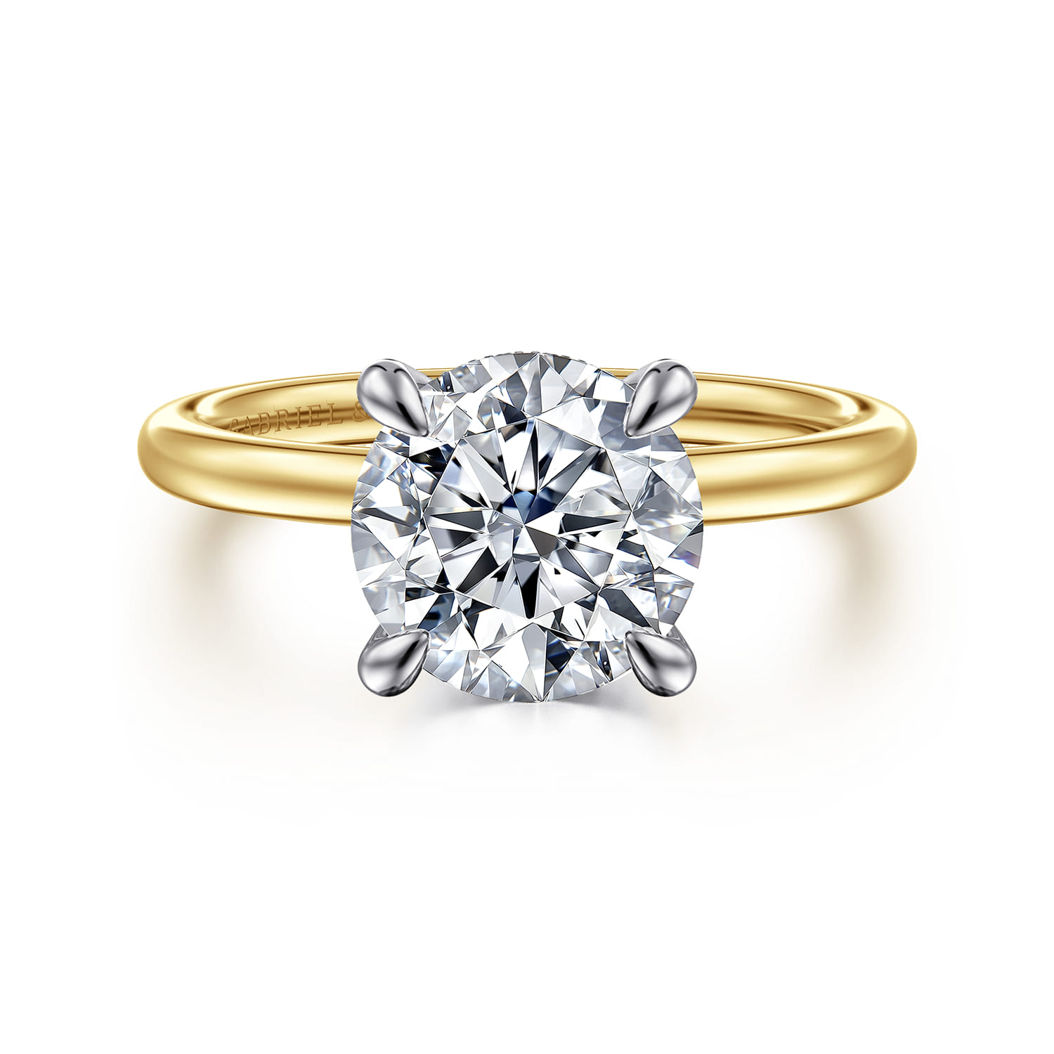 Cari - 14K White-Yellow Gold Round Diamond Engagement Ring