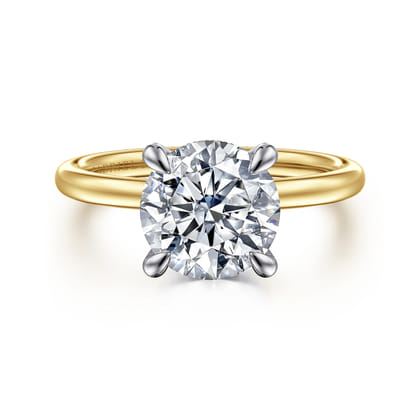 Cari - 14K White-Yellow Gold Round Diamond Engagement Ring