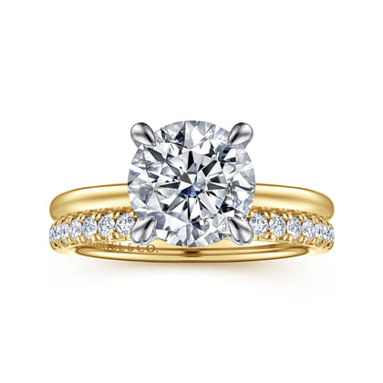 Cari - 14K White-Yellow Gold Round Diamond Engagement Ring