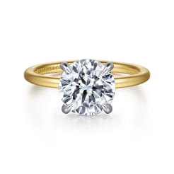 Cari - 14K White-Yellow Gold Round Diamond Engagement Ring