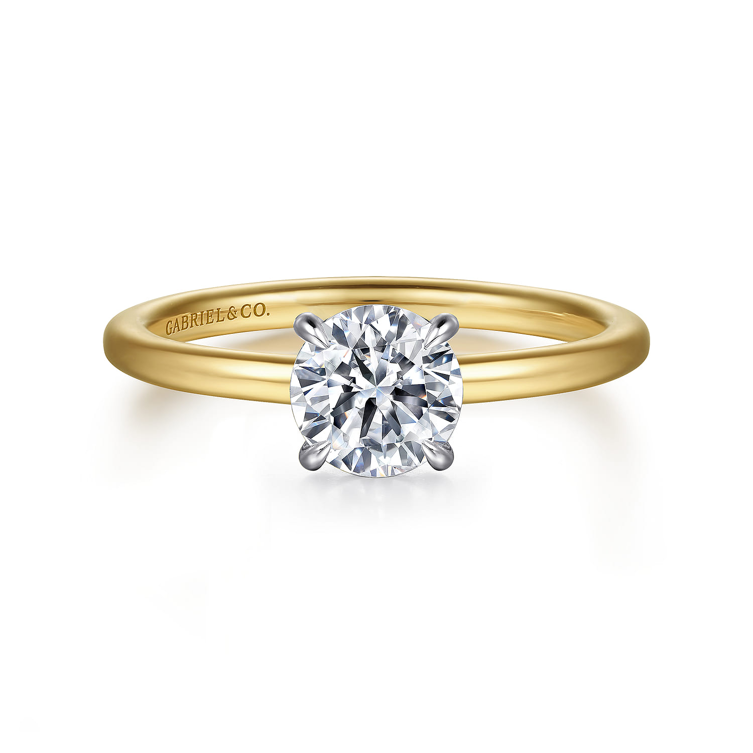Cari - 14K White-Yellow Gold Round Diamond Engagement Ring