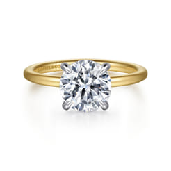 Cari - 14K White-Yellow Gold Round Diamond Engagement Ring