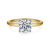 Cari - 14K White and Yellow Gold Hidden Halo Round Diamond Engagement Ring