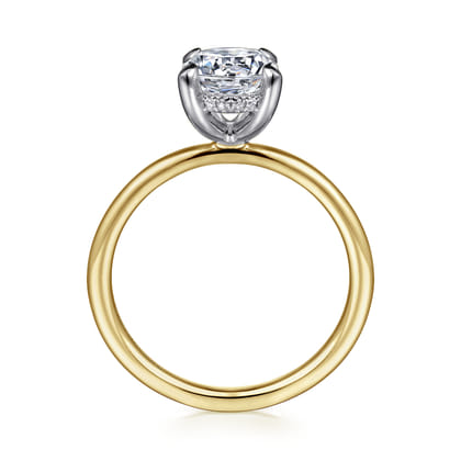 Cari - 14K White and Yellow Gold Hidden Halo Round Diamond Engagement Ring