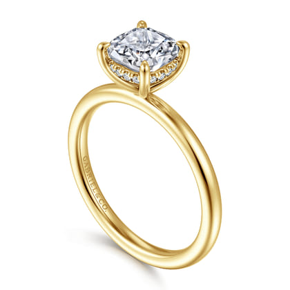 Cari - 14K Yellow Gold Cushion Diamond Engagement Ring