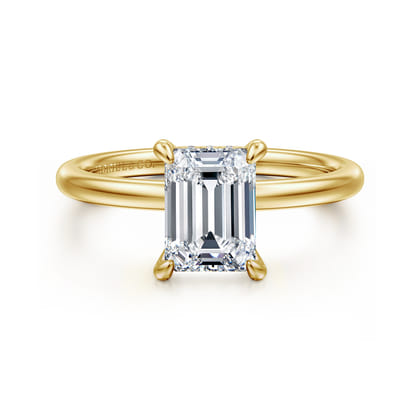 Cari - 14K Yellow Gold Emerald Cut Diamond Engagement Ring