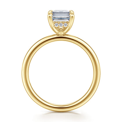 Cari - 14K Yellow Gold Emerald Cut Diamond Engagement Ring