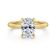 Cari - 14K Yellow Gold Hidden Halo Oval Diamond Engagement Ring