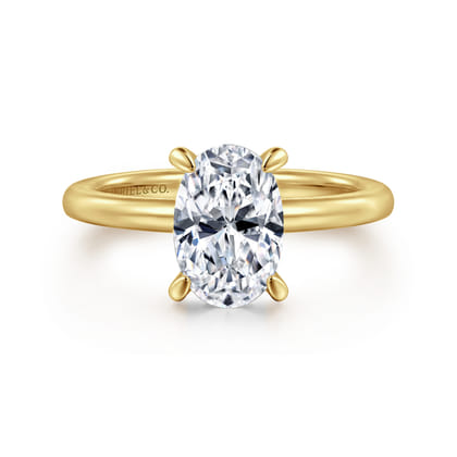 Cari - 14K Yellow Gold Hidden Halo Oval Diamond Engagement Ring
