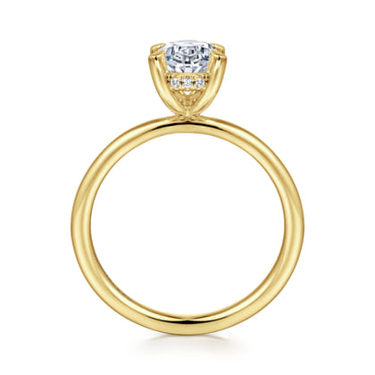 Cari - 14K Yellow Gold Hidden Halo Oval Diamond Engagement Ring