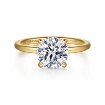 Cari - 14K Yellow Gold Hidden Halo Round Diamond Engagement Ring