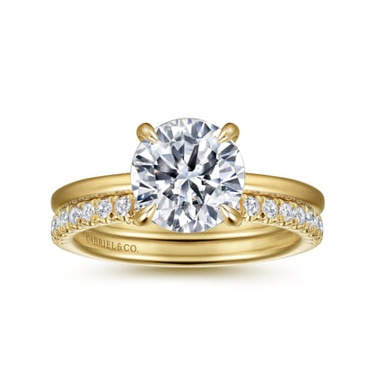Cari - 14K Yellow Gold Hidden Halo Round Diamond Engagement Ring