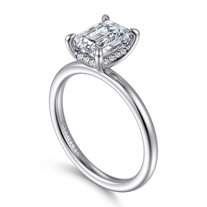 Cari - 18K White Gold Emerald Cut Diamond Engagement Ring