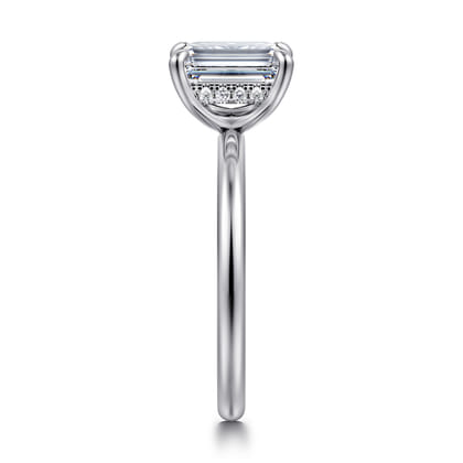 Cari - 18K White Gold Emerald Cut Diamond Engagement Ring