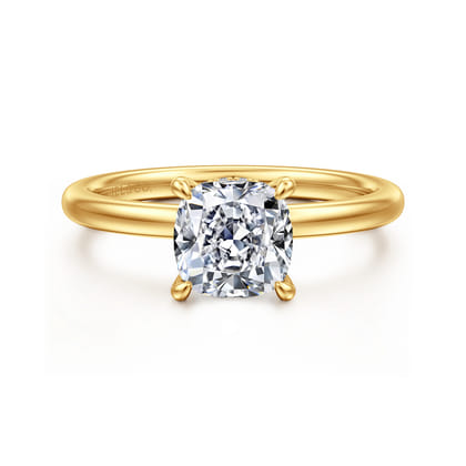 Cari - 18K Yellow Gold Cushion Cut Diamond Engagement Ring