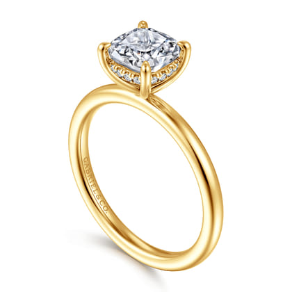 Cari - 18K Yellow Gold Cushion Cut Diamond Engagement Ring