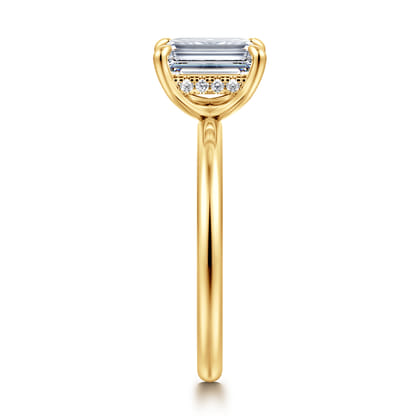 Cari - 18K Yellow Gold Emerald Cut Diamond Engagement Ring