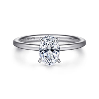 Cari - Platinum Hidden Halo Oval Diamond Engagement Ring