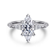 Carinna - 14K White Gold Marquise Shape Diamond Engagement Ring
