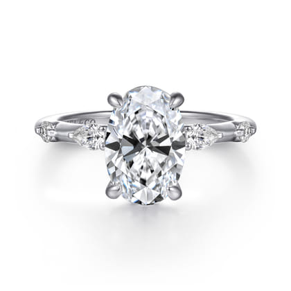 Carinna - 14K White Gold Oval Diamond Engagement Ring