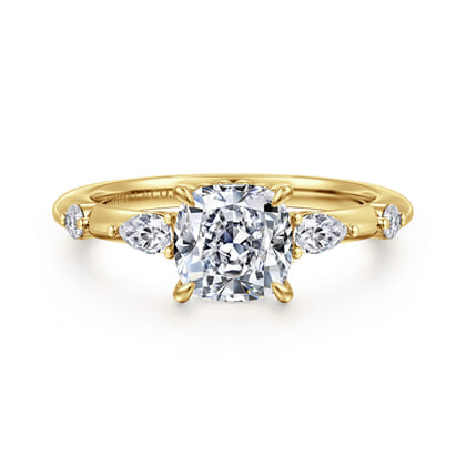 Carinna - 14K Yellow Gold Cushion Cut Diamond Engagement Ring