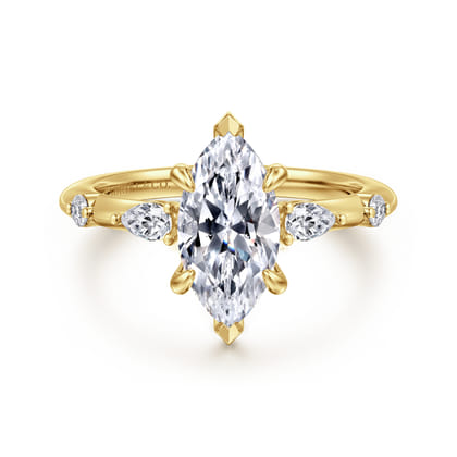 Carinna - 14K Yellow Gold Marquise Shape Diamond Engagement Ring