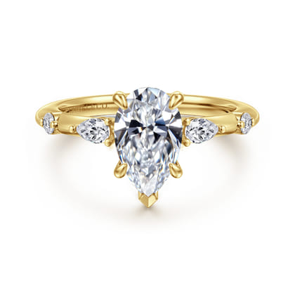 Carinna - 14K Yellow Gold Pear Shape Diamond Engagement Ring