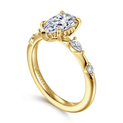 Carinna - 14K Yellow Gold Pear Shape Diamond Engagement Ring