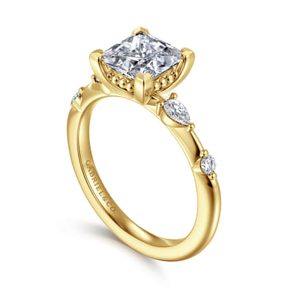Carinna - 14K Yellow Gold Princess Cut Diamond Engagement Ring