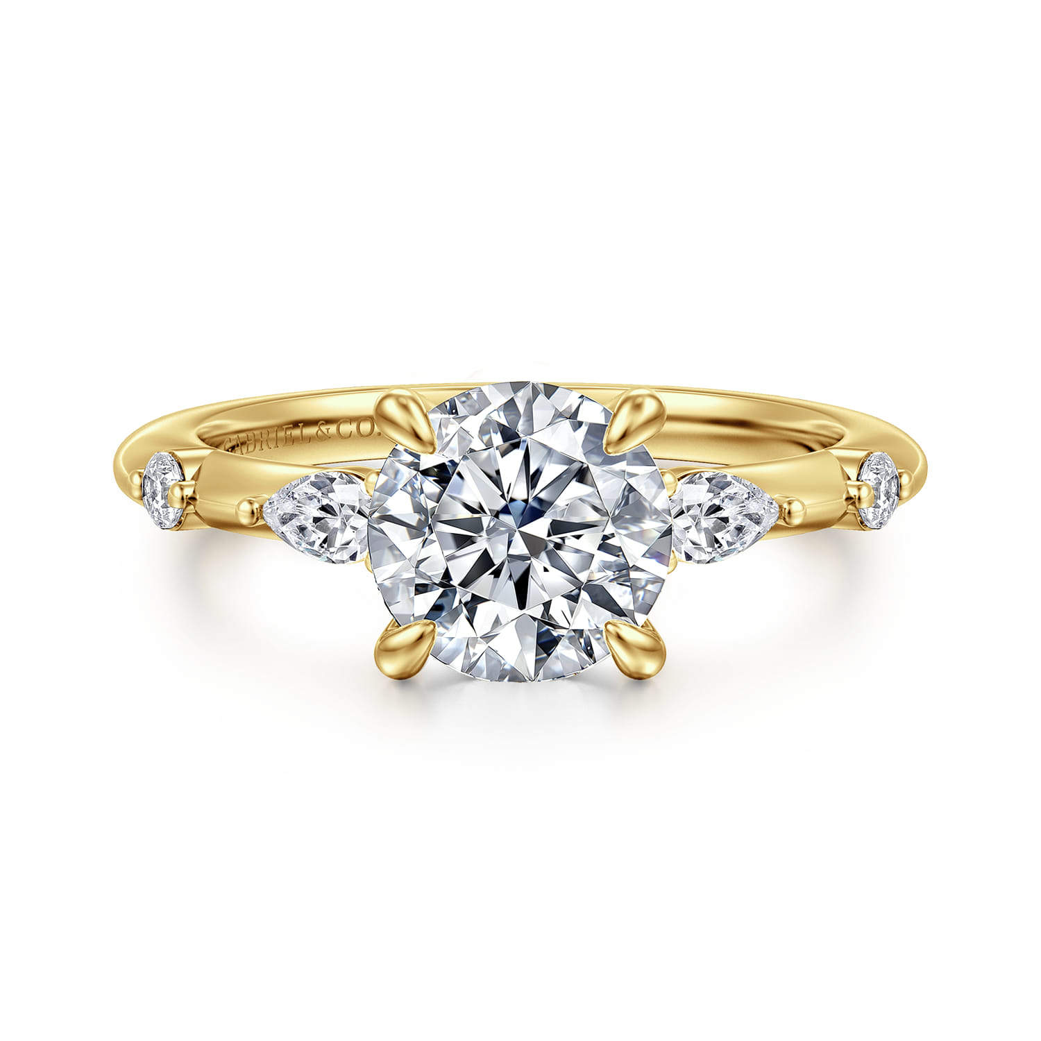 Carinna - 14K Yellow Gold Round Diamond Engagement Ring