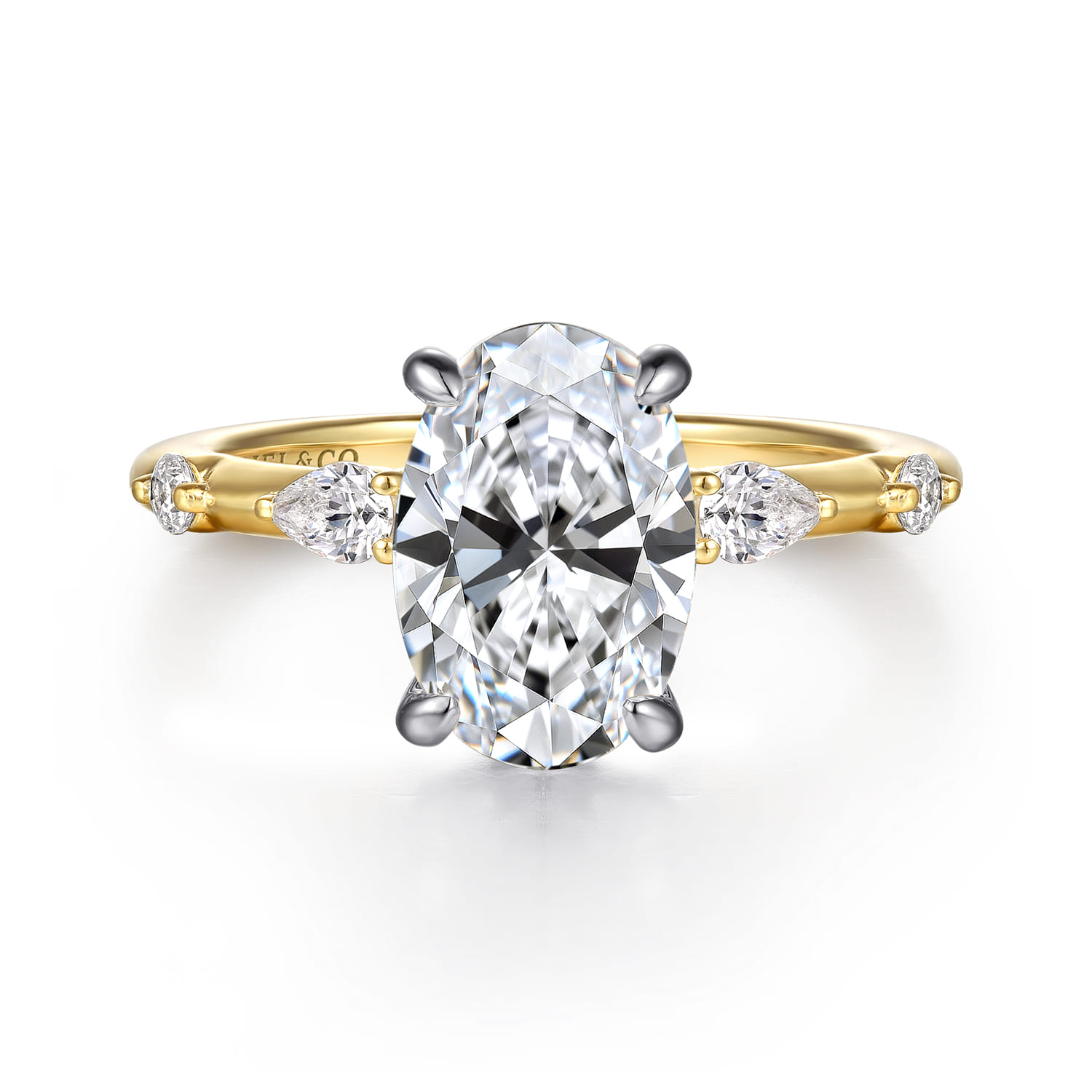 Carinna - 14K Yellow-White Gold Oval Diamond Engagement Ring
