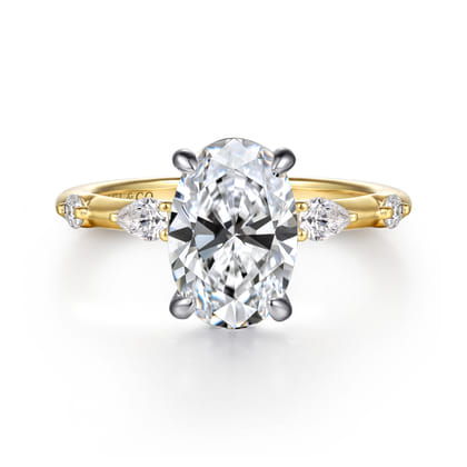 Carinna - 14K Yellow-White Gold Oval Diamond Engagement Ring